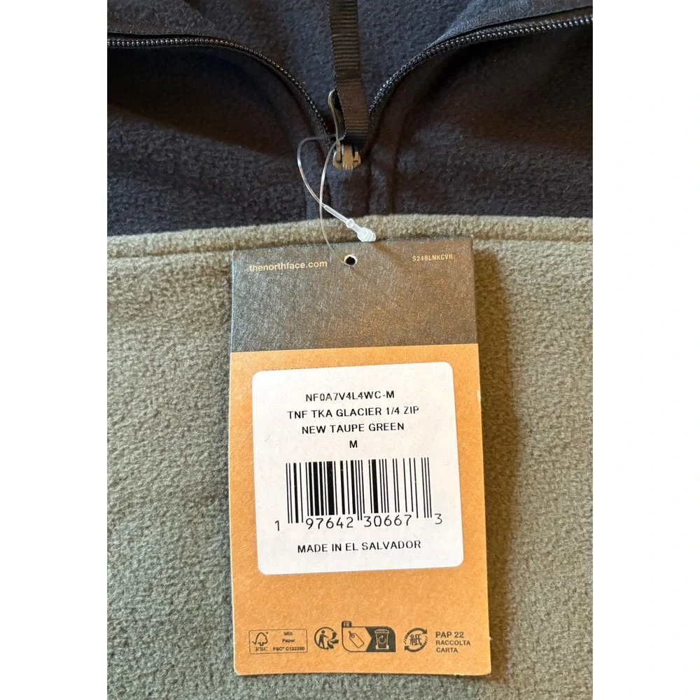 The North Face Mens TKA Glacier 1/4 Zip Fleece Taupe Green Black NF0A7V4L4WC M